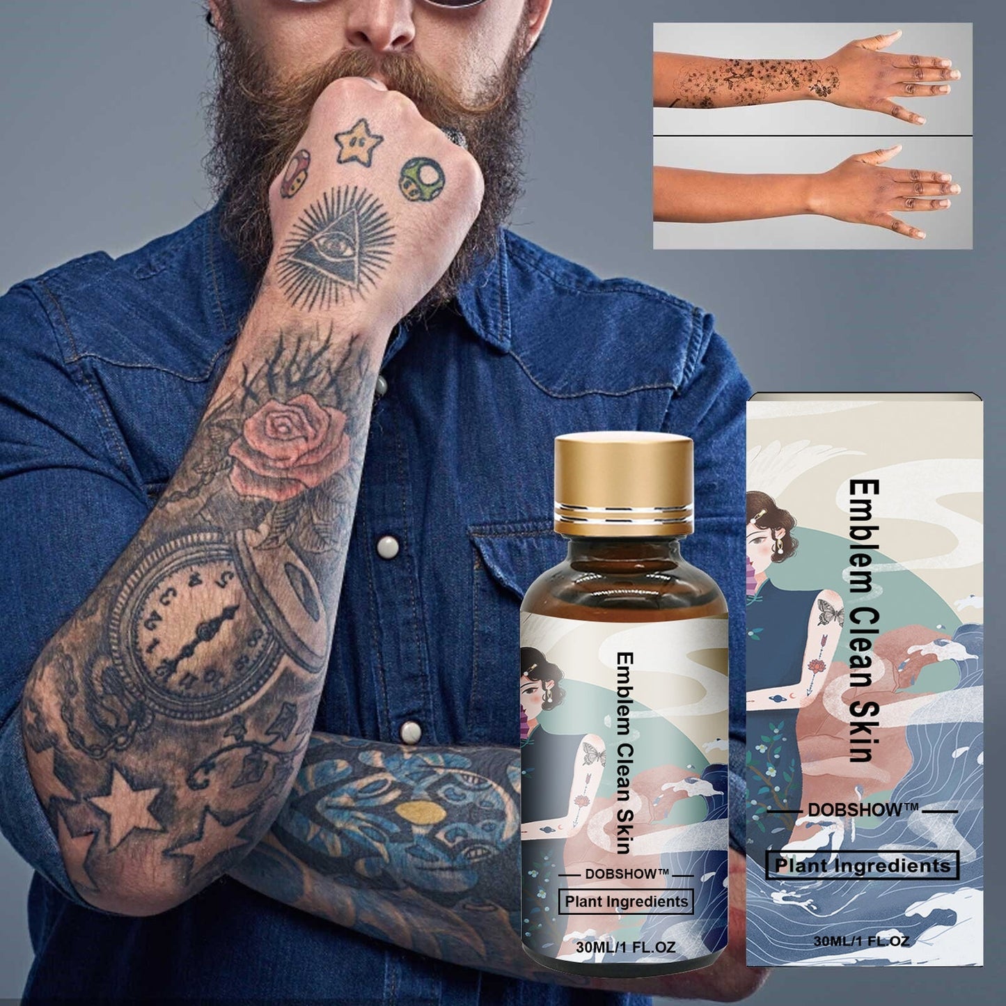 Dobshow™ Tattoo Removal Cream: Quick, Painless, and Scar-Free Tattoo Fading 🌿