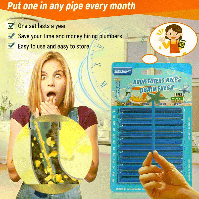 (✨Hot Sale Now) Dobshow™ 12/set Pipe Cleaning Sticks Oil Decontamination Kitchen Toilet Bathtub Drain Cleaneer